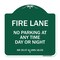 Signmission Wisconsin Fire Lane No Parking Anytime Day or Night, Green & White Alum, 18" x 18", GW-1818-22702 A-DES-GW-1818-22702 - alternate 1